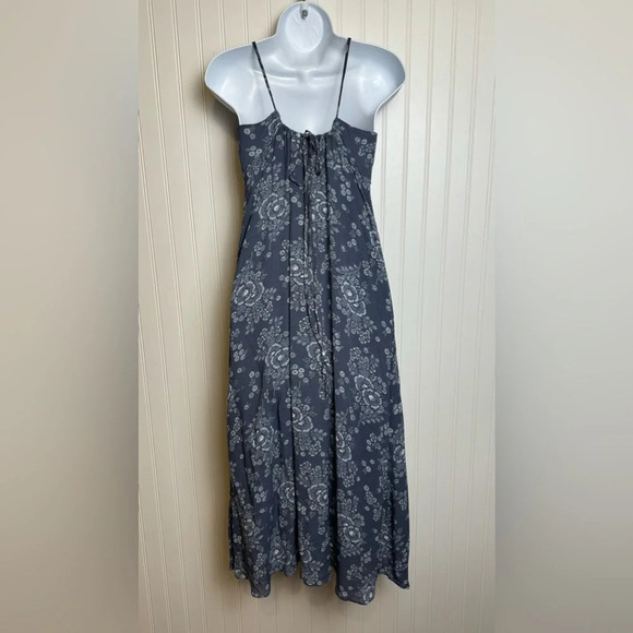 Madewell tie back button front midi dress blue floral sleeveless size 0 J32 - Picture 8 of 14